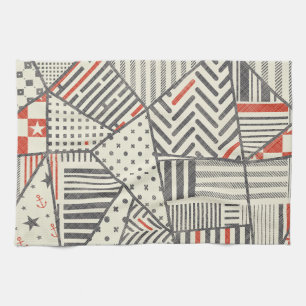 Retro-Patchwork: Abstraktes geometrisches Design Geschirrtuch
