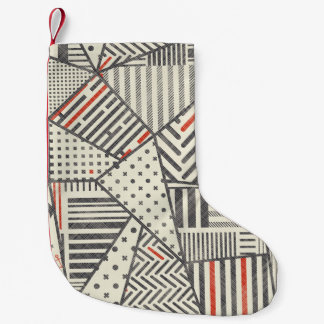 Retro-Patchwork: Abstraktes geometrisches Design Kleiner Weihnachtsstrumpf