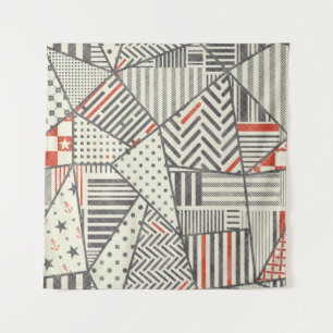 Retro-Patchwork: Abstraktes geometrisches Design Wandteppich