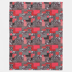 Retro-Patchwork-Blumen-Quilt-Muster Fleecedecke