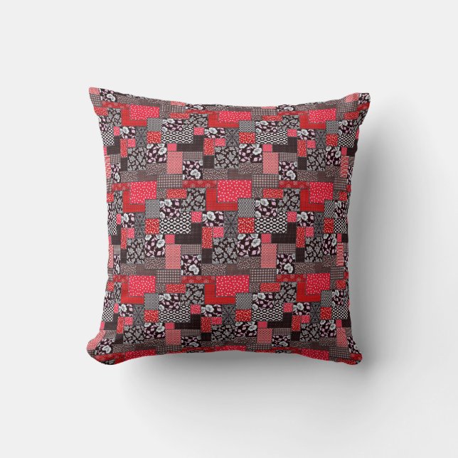 Retro-Patchwork-Blumen-Quilt-Muster Kissen (Vorderseite)