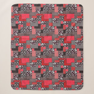Retro-Patchwork-Blumen-Quilt-Muster Sherpadecke
