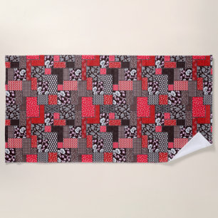 Retro-Patchwork-Blumen-Quilt-Muster Strandtuch