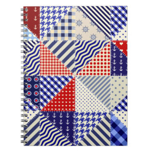 Retro-Patchwork-Dreiecke im maritimen Stil Notizblock