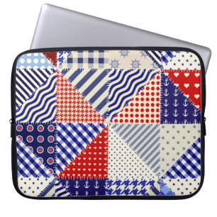 Retro Patchwork Dreiecke Nautic Style Laptopschutzhülle