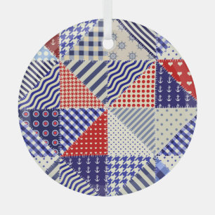 Retro Patchwork Dreiecke Nautic Style Ornament Aus Glas