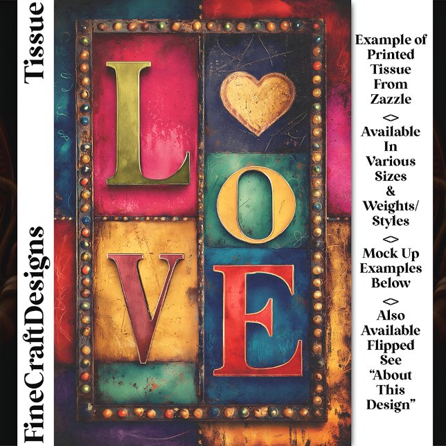 Retro Patchwork "LIEBE" Panel Sign DP9F Decoupage Seidenpapier (Von Creator hochgeladen)