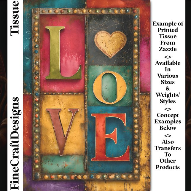 Retro Patchwork "LIEBE" Panel Signieren DP9 Decoup Seidenpapier (Von Creator hochgeladen)