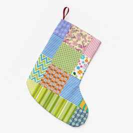 Retro Patchwork Quilt Muster Weihnachtsfeiertag Kleiner Weihnachtsstrumpf