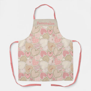 Retro-Patchwork-Quilt Rosa Herzen Damen Schürze