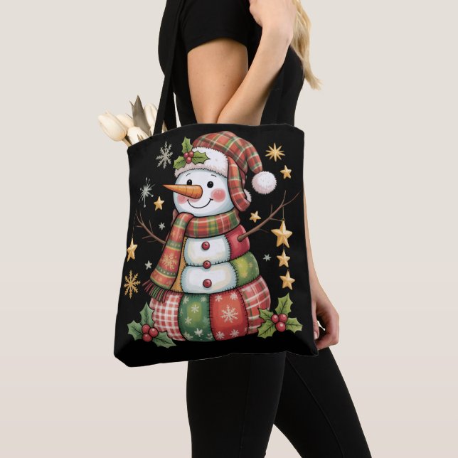 Retro-Patchwork-Schneemann Frohe Weihnachten Coque (Von Nahem)