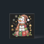 Retro Patchwork Snowman Merry Christmas Coquette Feiertagskarte<br><div class="desc">Retro Patchwork Snowman Merry Christmas Coquette</div>