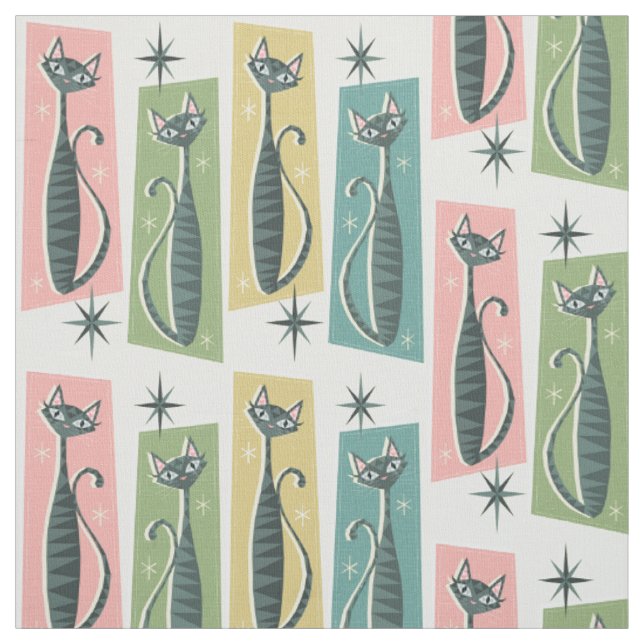 Retro-Patchwork-Tabby-Katzen ©studioxtine 2019 Stoff (Muster)