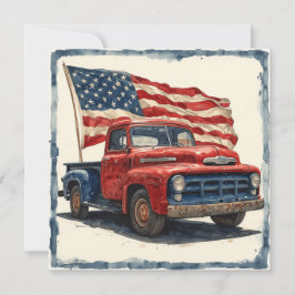 Retro Patriot Auto: Vintager Ruhm Feiertagskarte