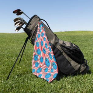 Retro Patriot Smiley Gesicht Golfhandtuch