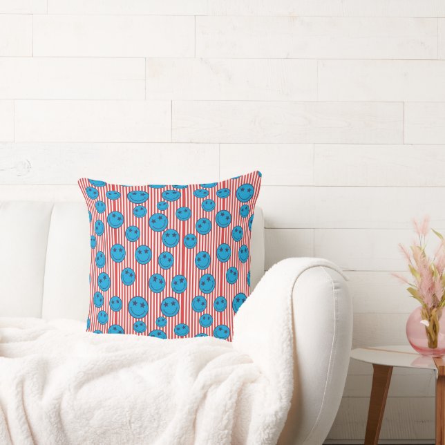 Retro Patriot Smiley Gesicht Kissen (Liege)