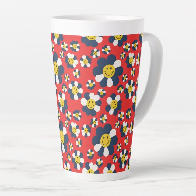 Retro Patriot Smiley Gesicht Milchtasse (Rechte Ecke)
