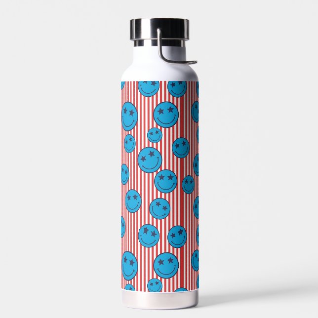 Retro Patriot Smiley Gesicht Trinkflasche (Links)