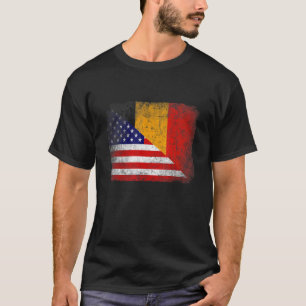 Retro Patriotic American Belgium Flag erschüttert T-Shirt