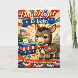 Retro Patriotic Donkey Vote Reminder Karte