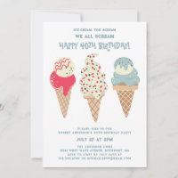 Retro Patriotic Ice Cream Cone 40. Geburtstag