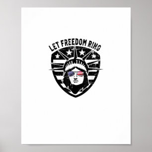 Retro Patriotic Lass Freedom Ring 4. Juli Poster