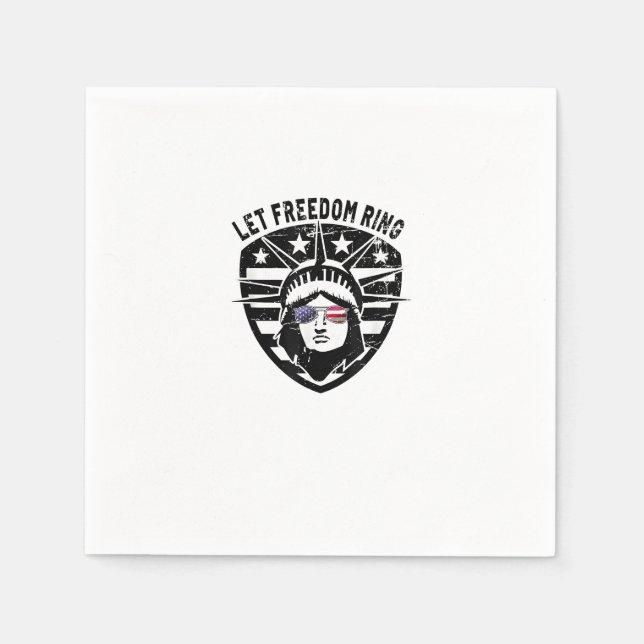 Retro Patriotic Lass Freedom Ring 4. Juli Serviette (Vorderseite)
