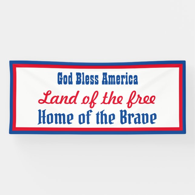 Retro Patriotic Rot Weißer Gott segne Amerika Banner (Horizontal)