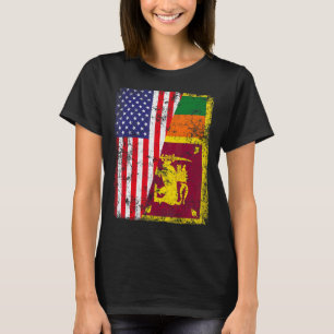 Retro Patriotic USA Amerikanische Flagge Sri Lanka T-Shirt