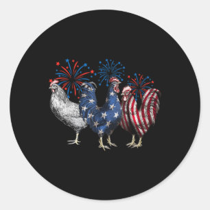 Retro Patriotic Usa Hühnchen USA Hen 4. Juli Fu. Runder Aufkleber