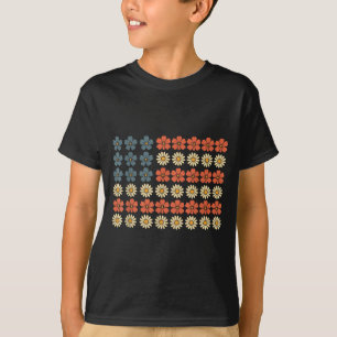 Retro-patriotische Gänseblümchen-amerikanische Fla T-Shirt