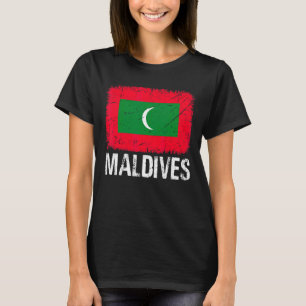 Retro Patriotische Männer Frauen Malediven Fahne e T-Shirt