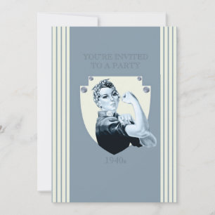 Retro-Patriotische starke Frau der 40er Jahre Einladung