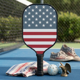 Retro-patriotische Sterne und Streifen amerikanisc Pickleball Schläger