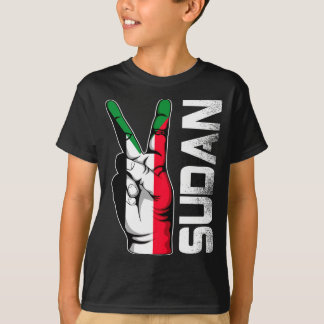 Retro Patriotischer Sieg Sudan-Flagge Finger T-Shirt