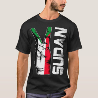 Retro Patriotischer Sieg Sudan-Flagge Finger T-Shirt