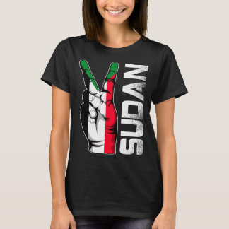 Retro Patriotischer Sieg Sudan-Flagge Finger T-Shirt