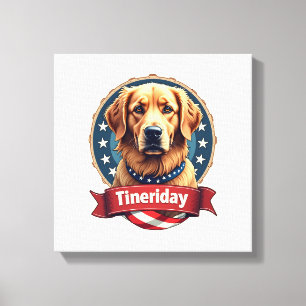 Retro-patriotisches Golden-Retriever-Gravur-T-Shir Leinwanddruck