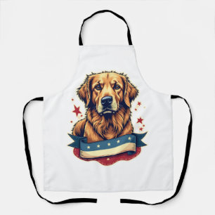 Retro-patriotisches Golden-Retriever-Gravur-T-Shir Schürze