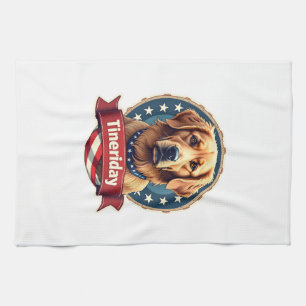 Retro-patriotisches Gravur-T-Shirt mit Golden Retr Geschirrtuch