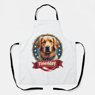 Retro-patriotisches Gravur-T-Shirt mit Golden Retr Schürze