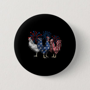 Retro patriotisches Usa-Huhn Usa-Henne 4. Juli Fu Button