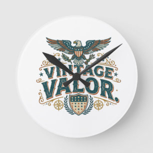 Retro-Patriotisches Vintage-Valor-T-Shirt Runde Wanduhr