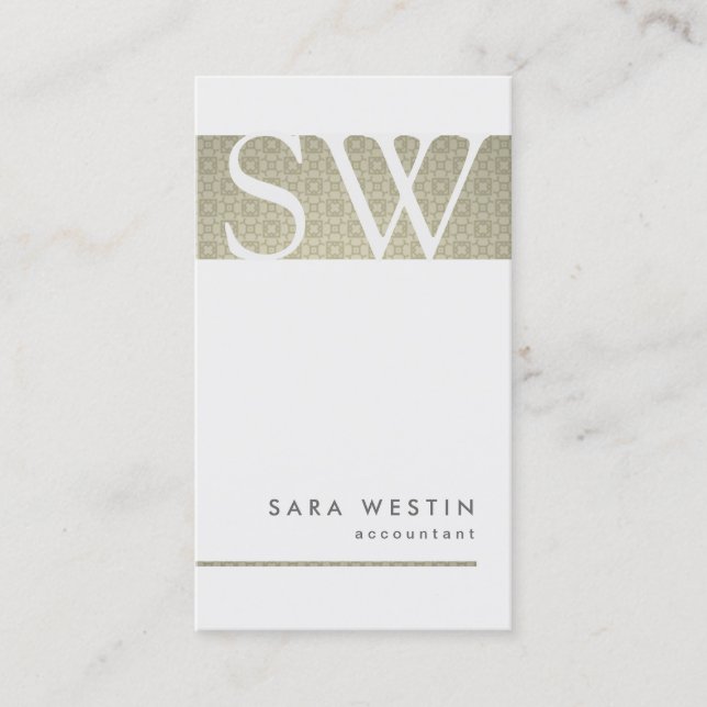 Retro Pattern Accountant Monogram-Visitenkarte Visitenkarte (Vorderseite)