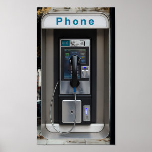 Retro Payphone Design, Vintage Telefonkabine Art Poster