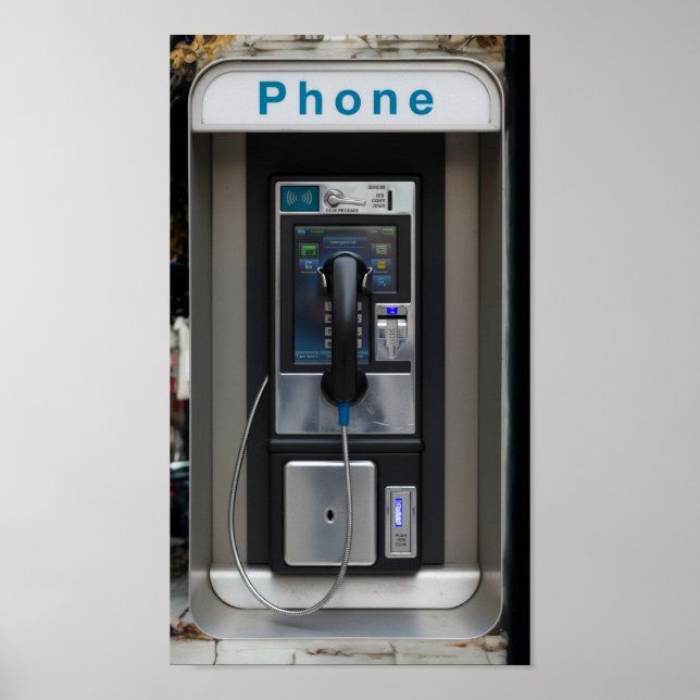 Retro Payphone Design, Vintage Telefonkabine Art Poster (Vorne)