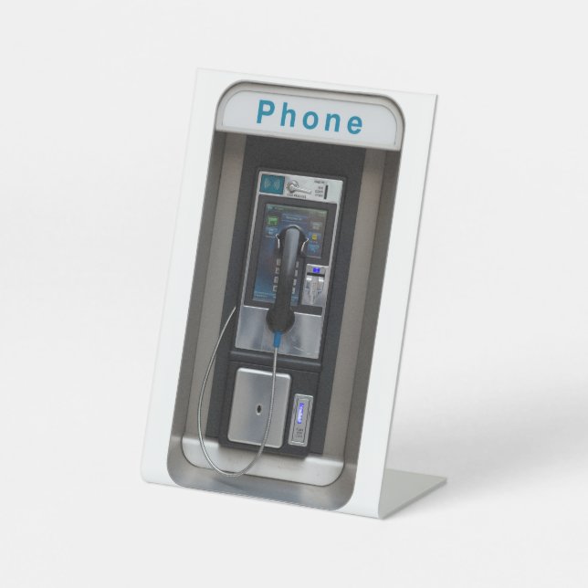 Retro Payphone Design, Vintage Telefonkabine Art Sockelschild (Vorderseite)