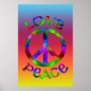 Retro Peace and Liebe Krawatte Dye Design Poster