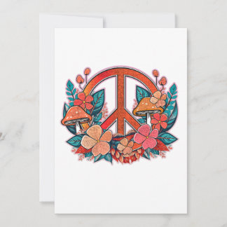 Retro Peace Floral Sign Einladung