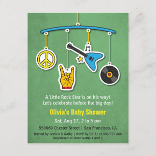 Retro Peace Gitarre Rock and Roll Baby Boy Shower Einladung